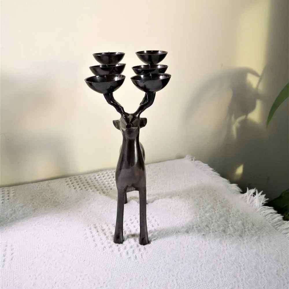 Solid Brass Deer‎ Candle Holder